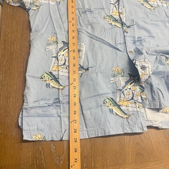 Hook & Tackle Shirt Men Extra Large Fish Swordfish Blue Rayon Blend Button Up - Picture 8 of 11